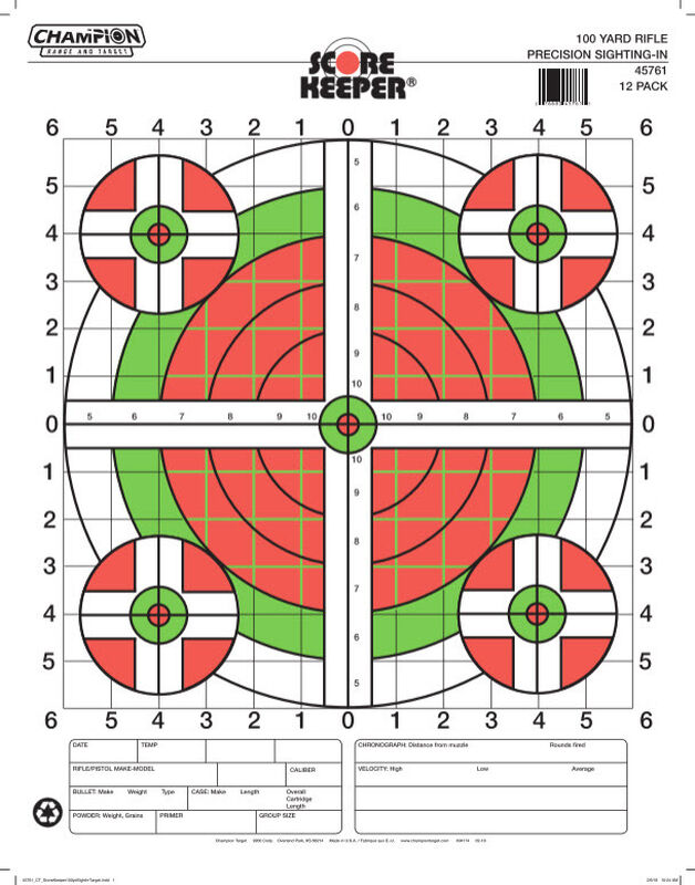 Champion Range and Target -  Score Keeper Targets - Sight In Rifle
