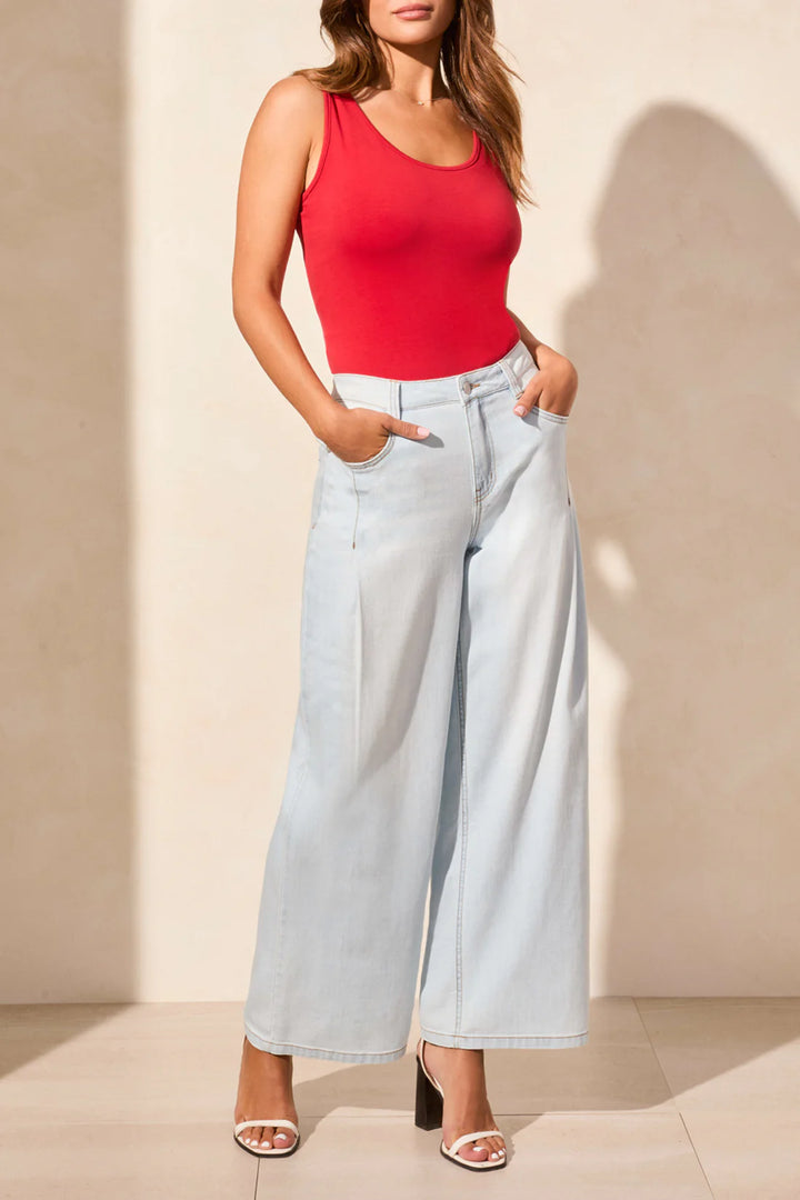 Tribal Audrey Pleated Wide Leg Jeans