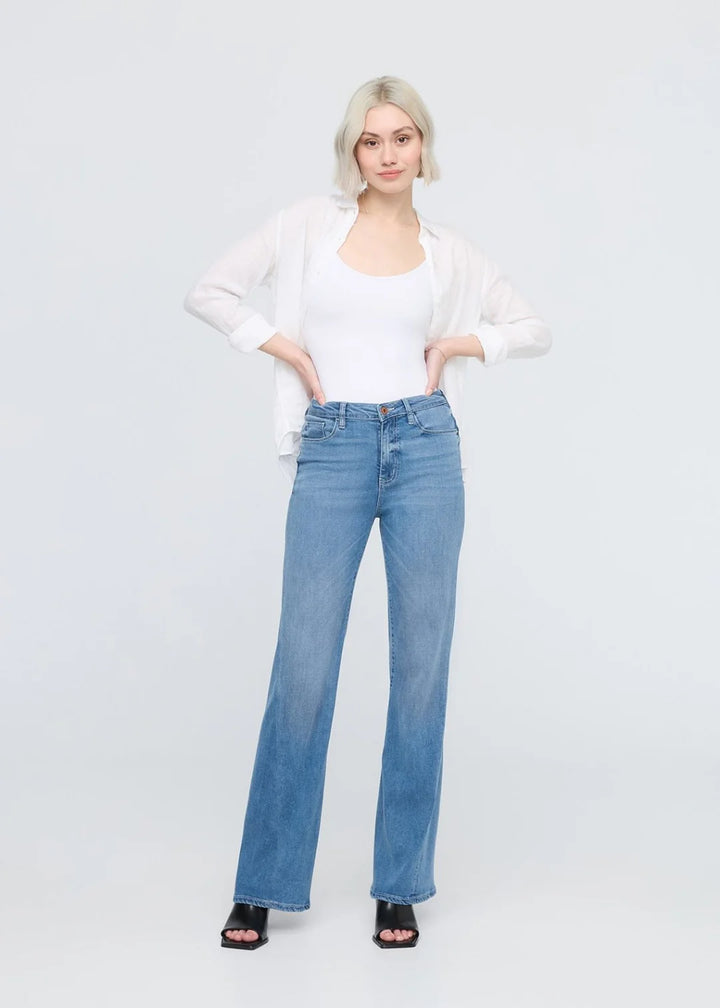 DU/ER Women's No Sweat Denim High Rise Wide Leg Jeans