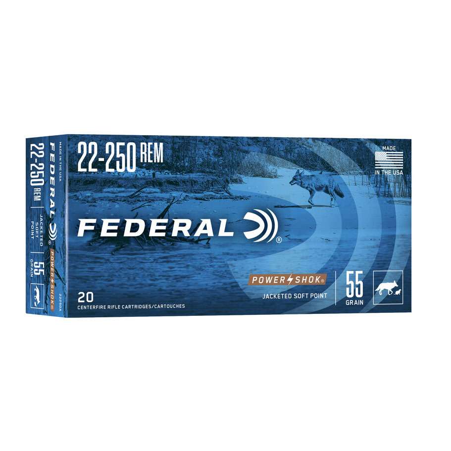 Federal Power-Shok 22-250REM 55gr JSP 3650FPS #20 Rounds