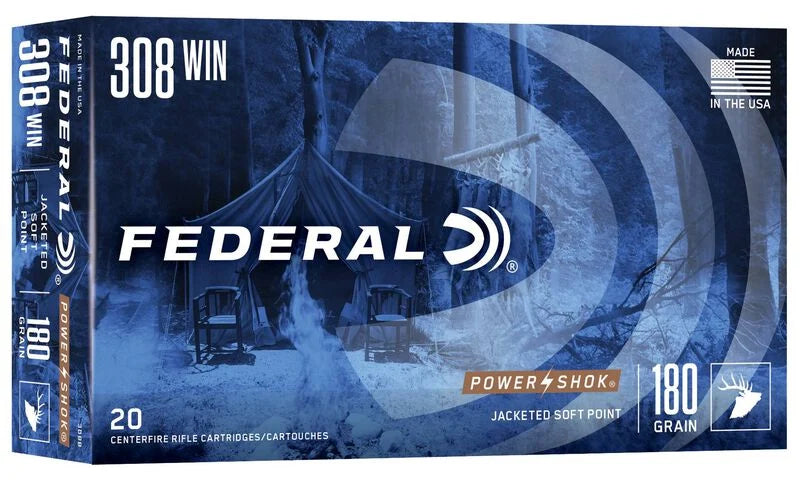 Federal Power Shok 308WIN JSP 180gr 2570 FPS 20 Rounds