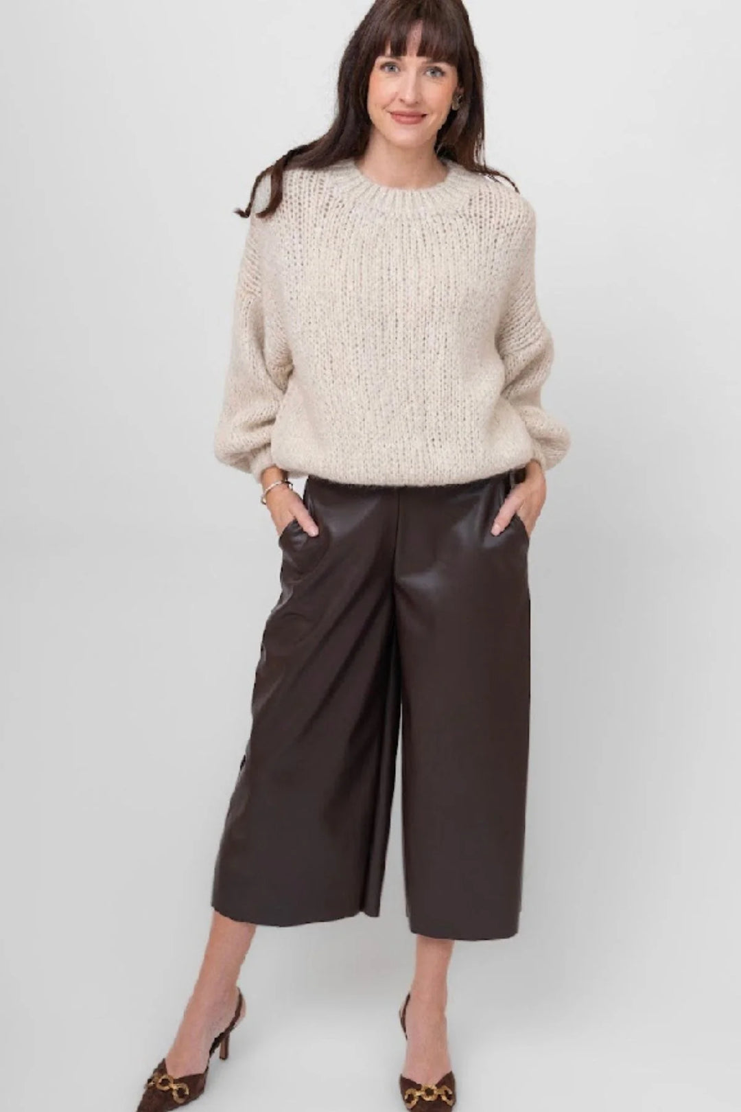 Me & Gee Vegan Wide Leg Crop Pant