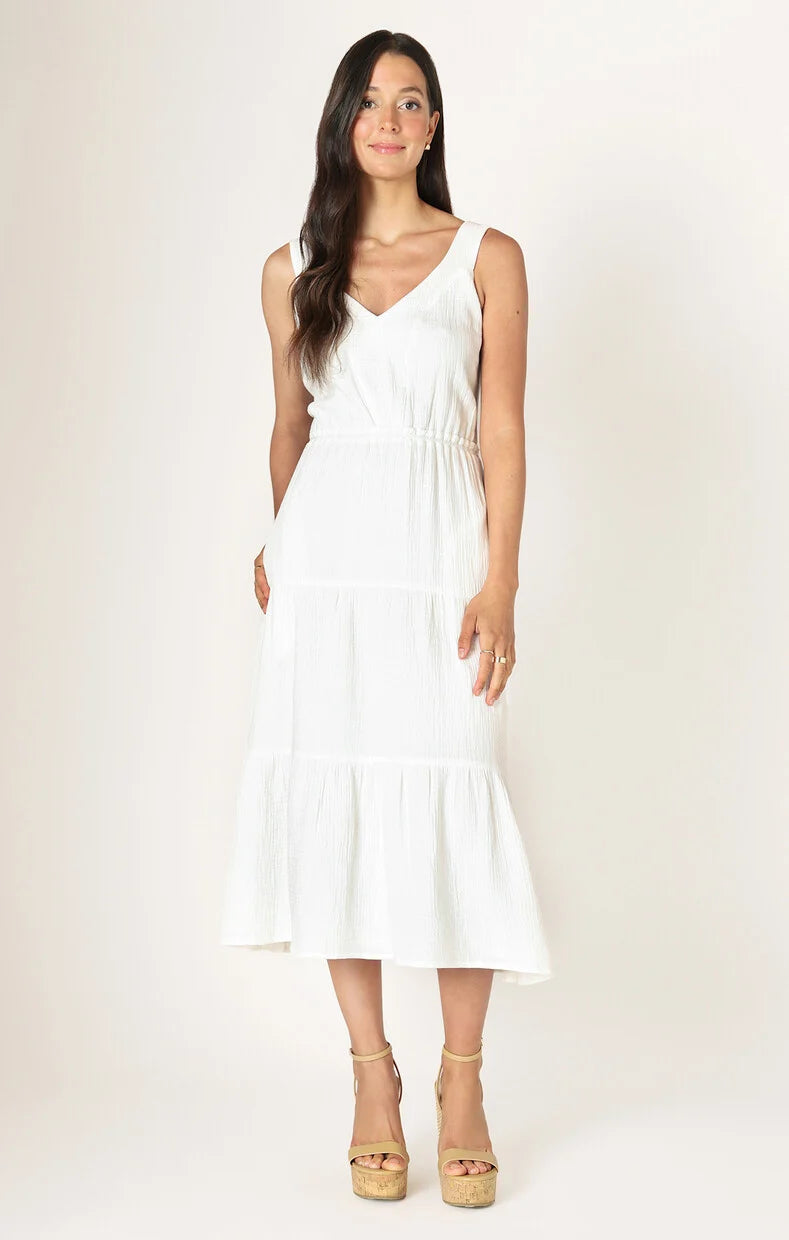 Dex Sleeveless Textured Tiered Midi Dress