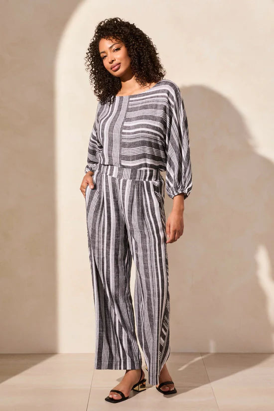 Tribal Pull-On Flowy Wide Leg Pants