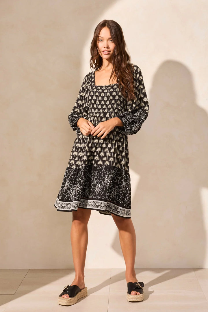Tribal Wear-Two-Ways Embroidered Square-Neck Dress