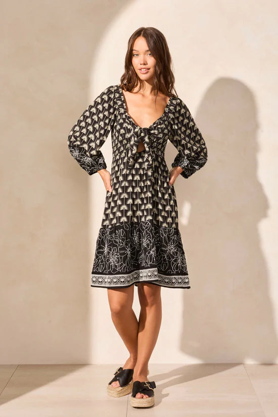 Tribal Wear-Two-Ways Embroidered Square-Neck Dress