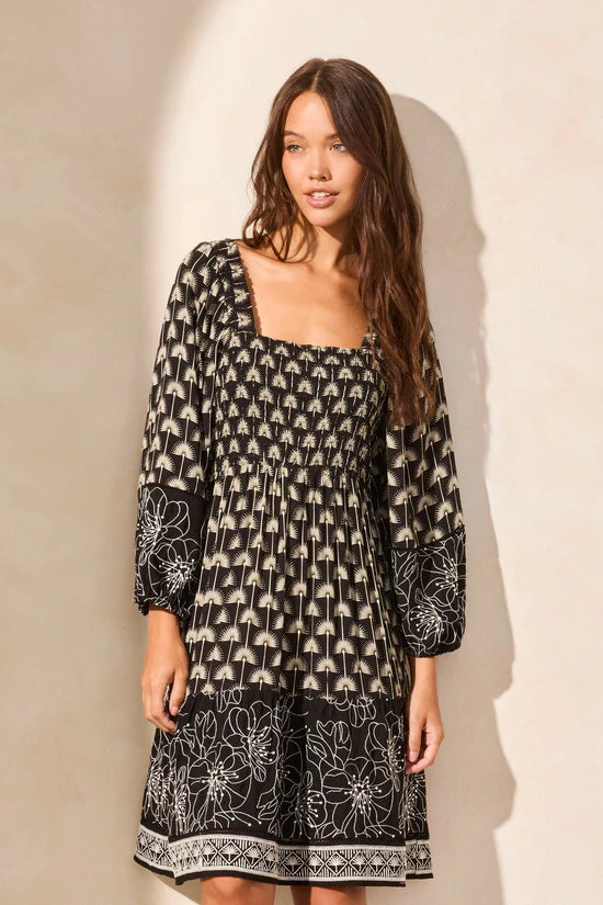 Tribal Wear-Two-Ways Embroidered Square-Neck Dress