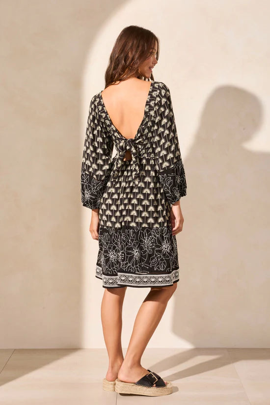 Tribal Wear-Two-Ways Embroidered Square-Neck Dress