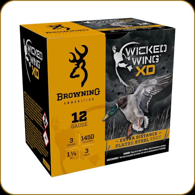 Browning Wicked Wings XD 12GAx3" 1-1/4oz 1450FPS #3 25 Rounds