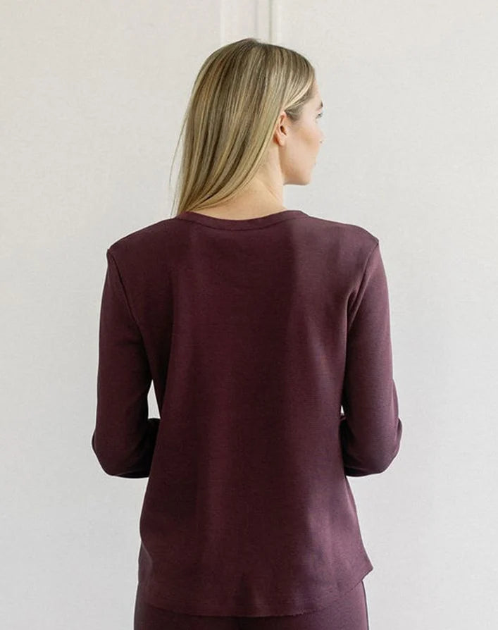 Brunette The Label Waffle Henley Top