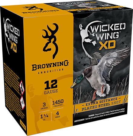 Browning Wicked Wings XD 12GAx3" 1-1/4oz 1450FPS #4 25 Rounds