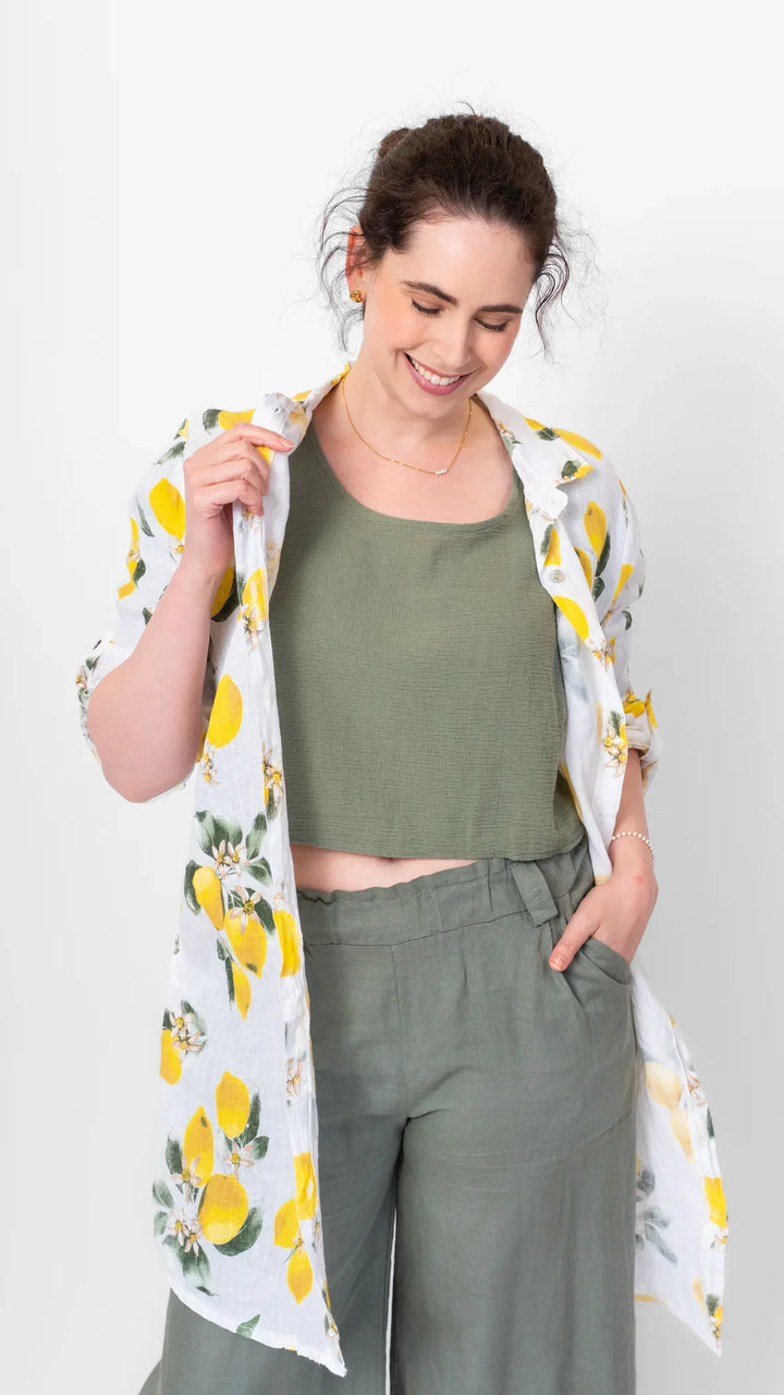 Me & Gee Lemon Linen Shirt