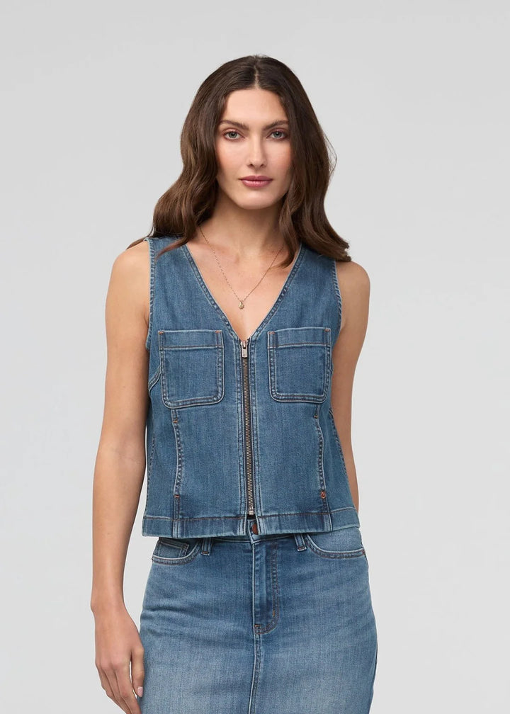 DU/ER Performance Denim Zip Front Vest