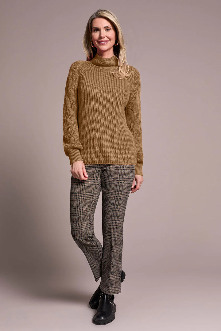 Tribal Cable Knit Mock Neck Sweater