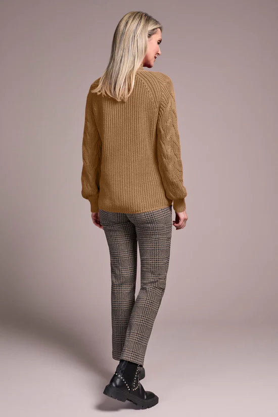 Tribal Cable Knit Mock Neck Sweater