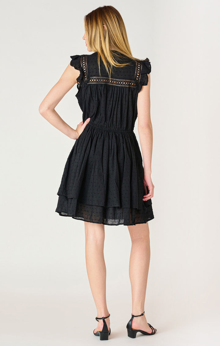 Dex Sleeveless Swiss Dot Mini Dress