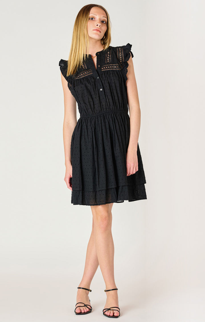 Dex Sleeveless Swiss Dot Mini Dress