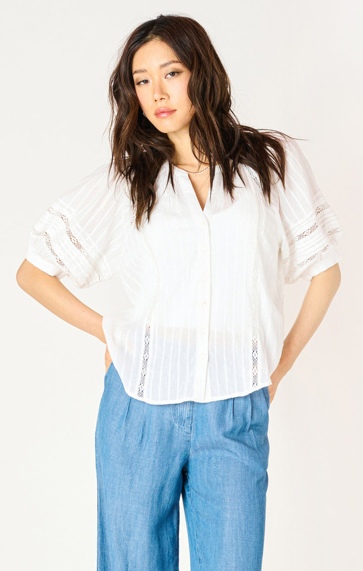 Dex Elbow Sleeve Lace Insert Blouse