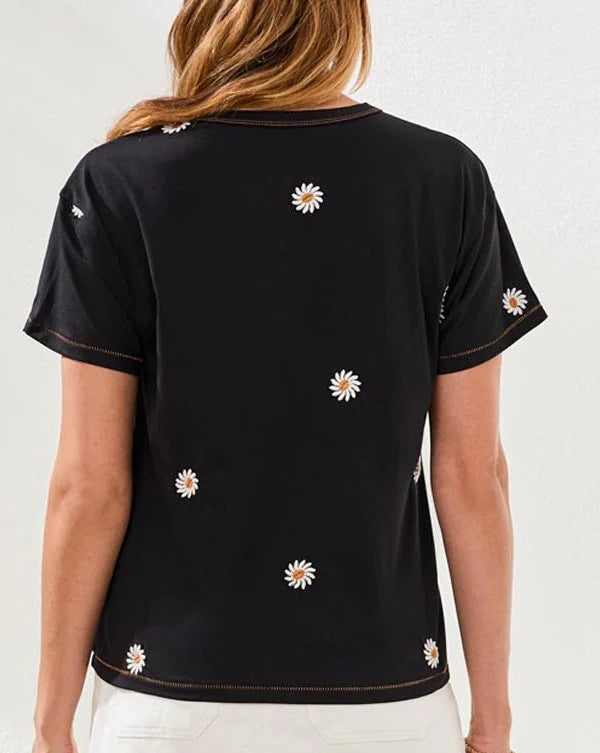 Tribal Shortsleeve Crew Neck Embroidered Top