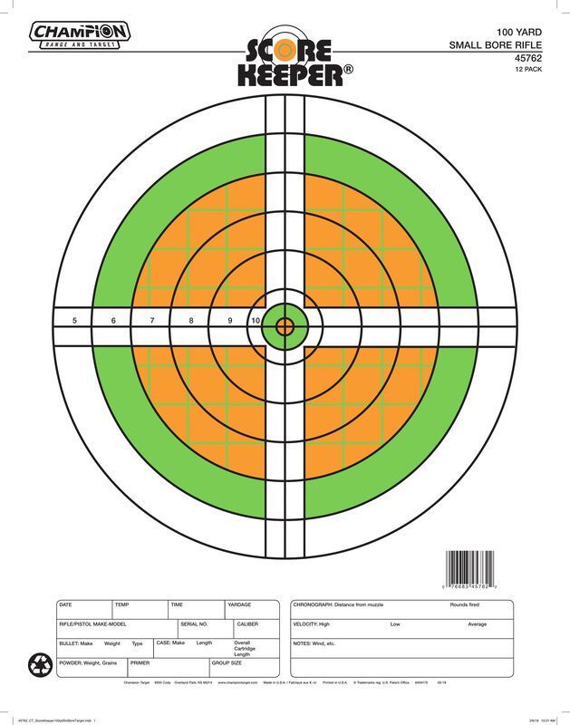 Champion Range and Target - Score Keeper Targets - Small Bore Rifle
