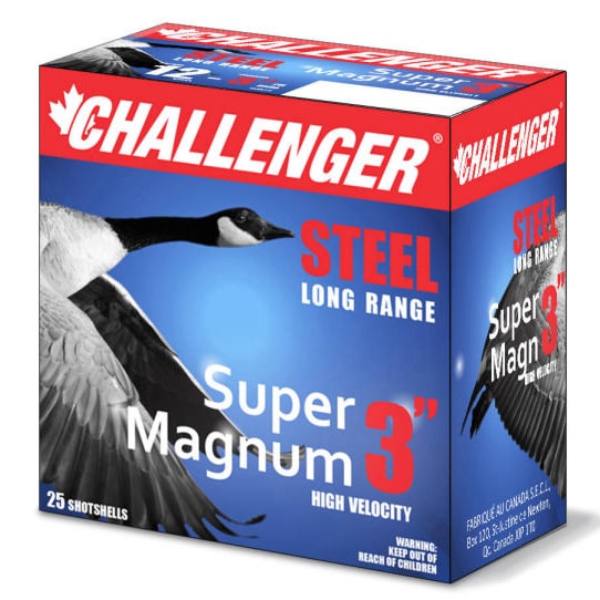 Challenger Super Magnum Waterfowl Steel LR 12Gx3 1-1/4oz 76mm 1450 FPS #2 25 Shotshells