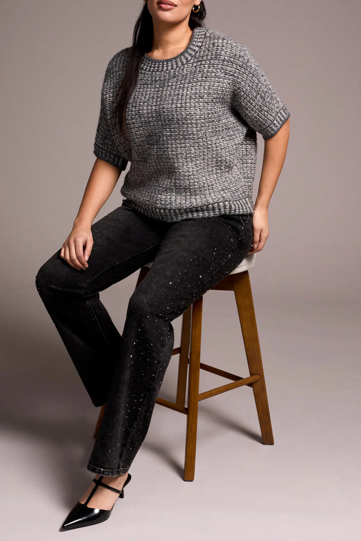 Tribal Crew Neck Cap Sleeve Sweater