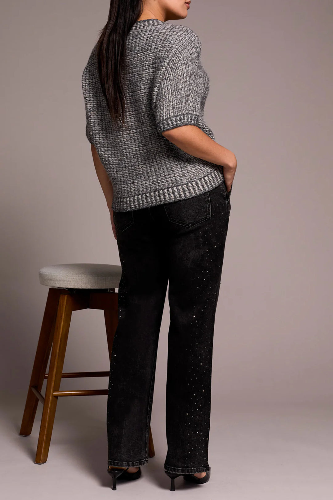 Tribal Crew Neck Cap Sleeve Sweater
