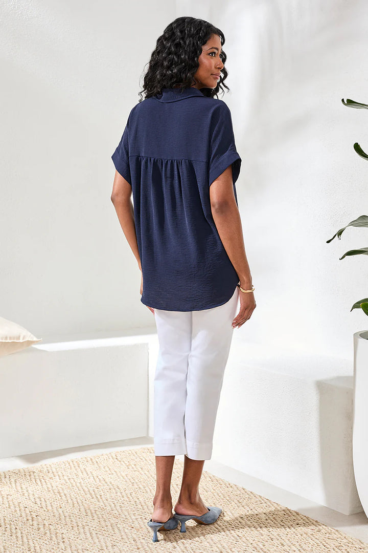 Tribal Airflow Relaxed Dolman Button-Down Shirt