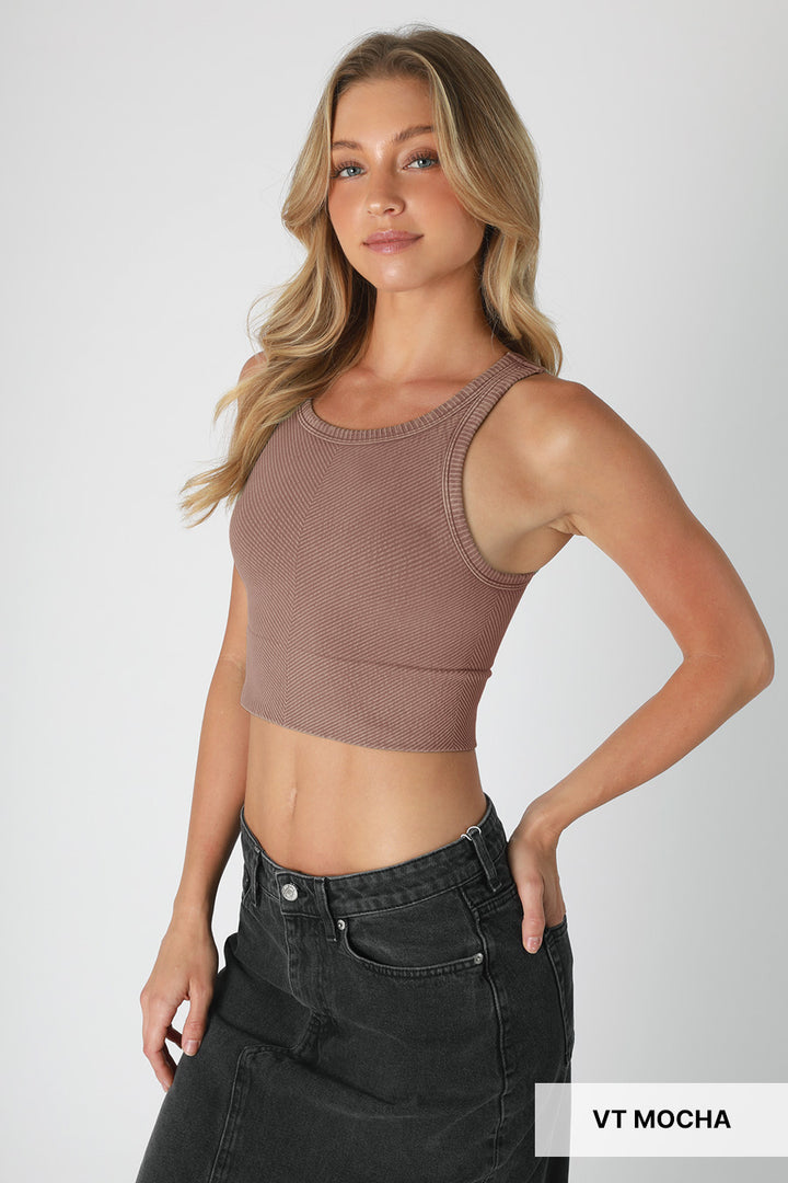 Nikibiki - Vintage Chevron Highneck Crop Top