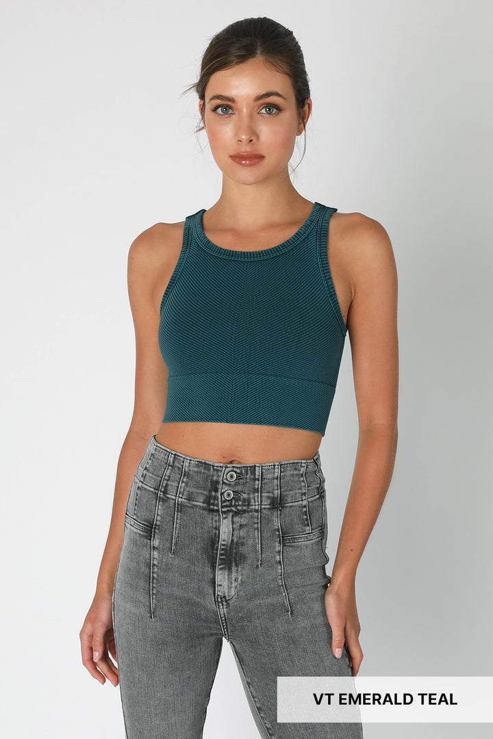 Nikibiki - Vintage Chevron Highneck Crop Top