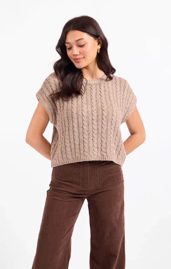 Sadie & Sage Effortless Cable Knit Sweater Tank