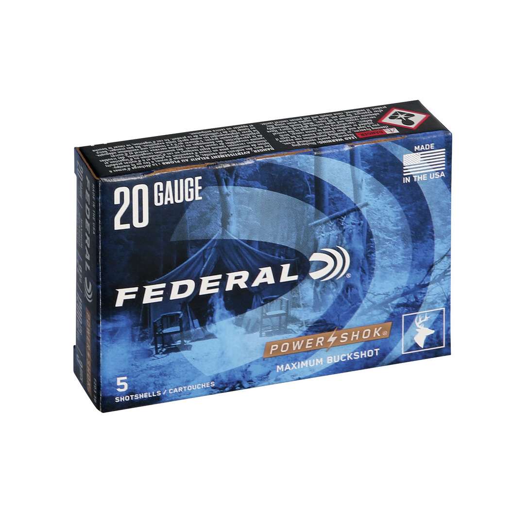 Federal Power Shok Buckshot 20Gx2-3/4" 1200FPS #3 Buck 5 Rounds