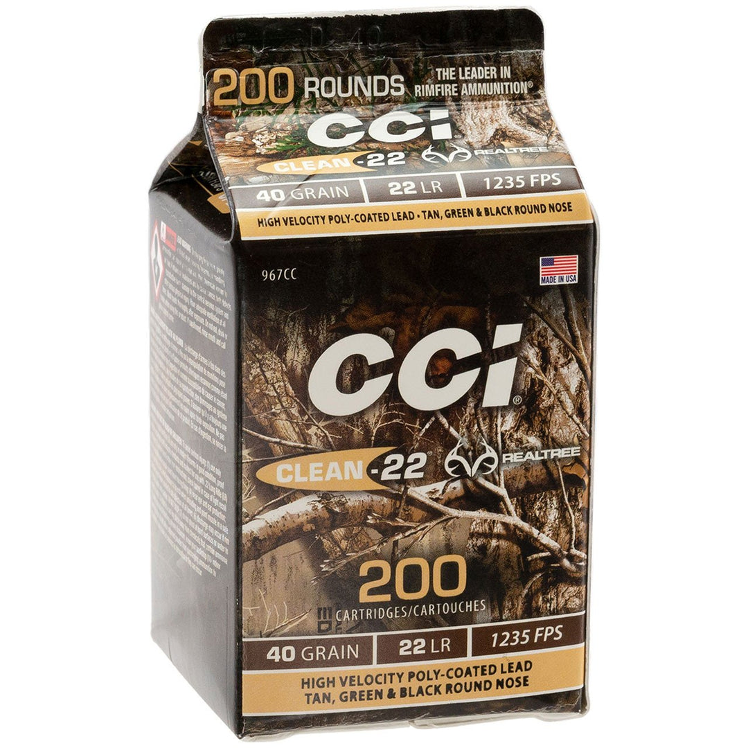 CCi Clean 22 40gr 1235FPS High Velocity Poly-Coated Lead 200 Rounds