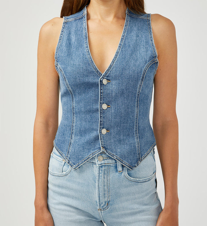 Silver Women's Classic Denim Vest