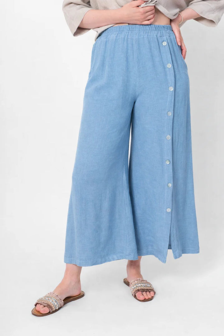 Me & Gee Button Leg Linen Pant