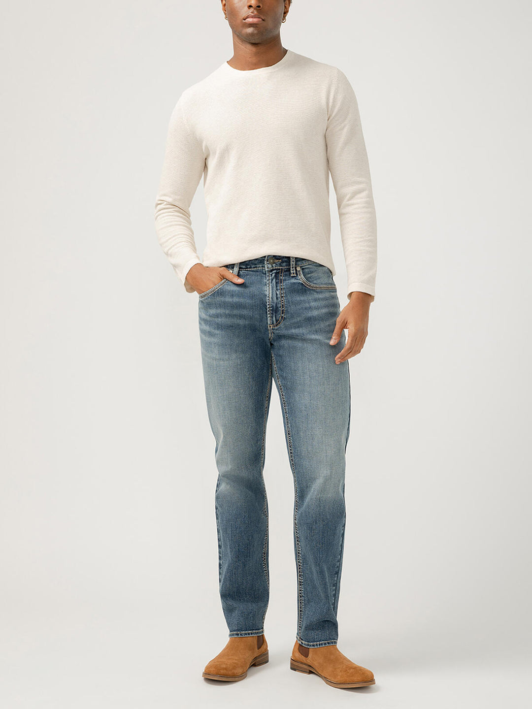 Silver Men's Eddie Athletic Fit Tapered Leg Jeans