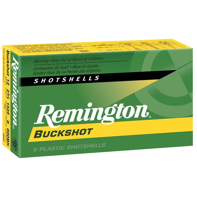 Remington Buckshot 12Gx2-3/4" 1325FPS 9 Pellets 00 BK 5 Rounds