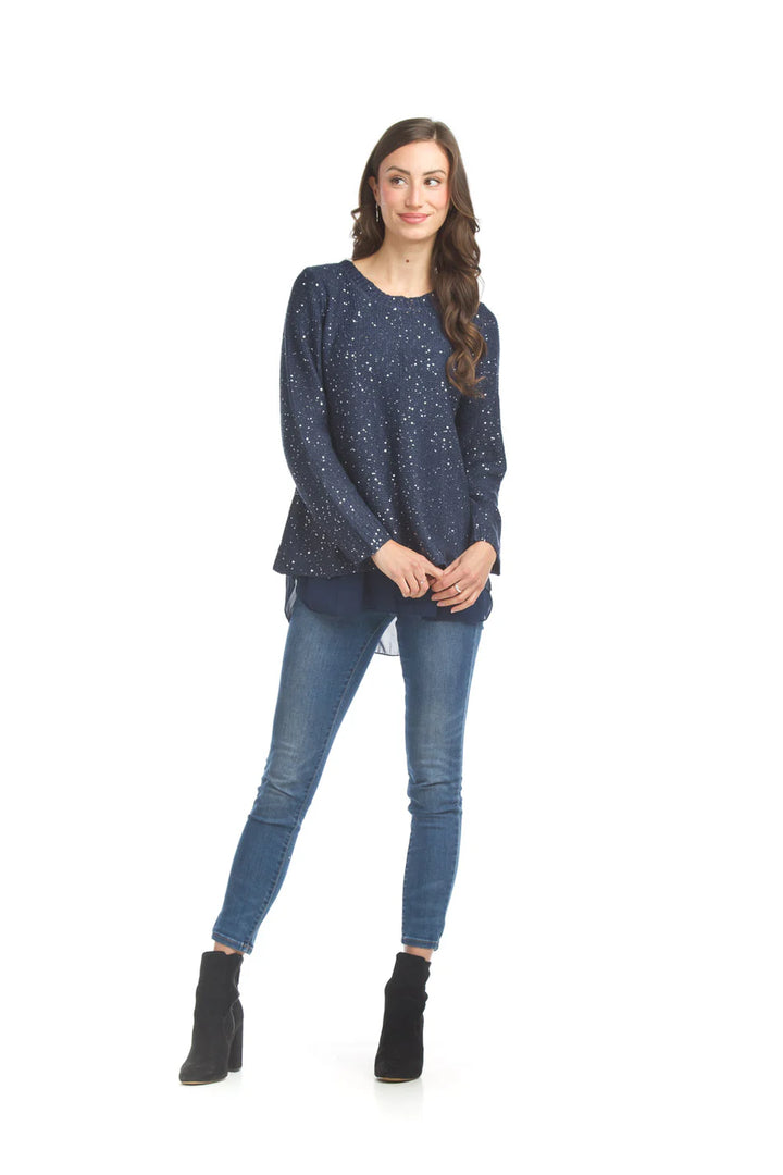 Papillon Sequin Georgette Underlay Sweater