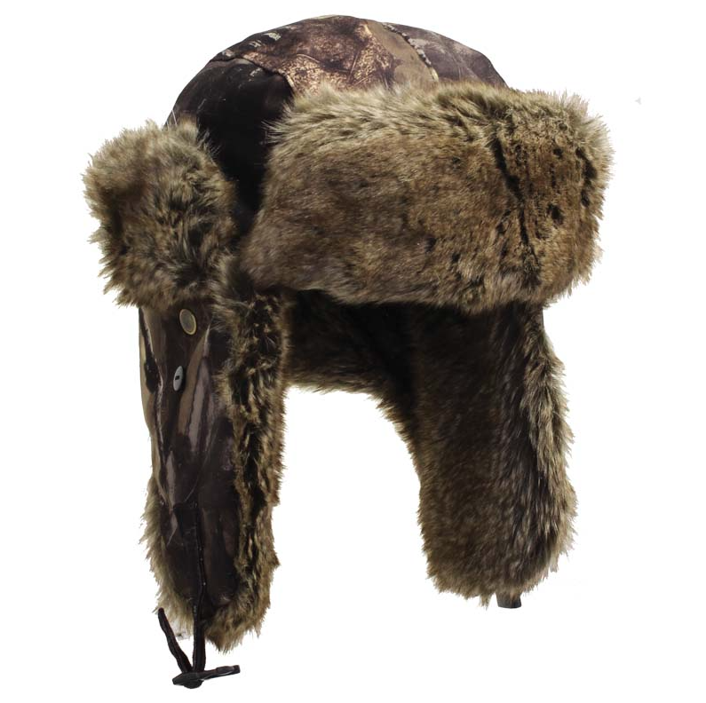 Backwoods Camo Fur Cap with Ear Flaps