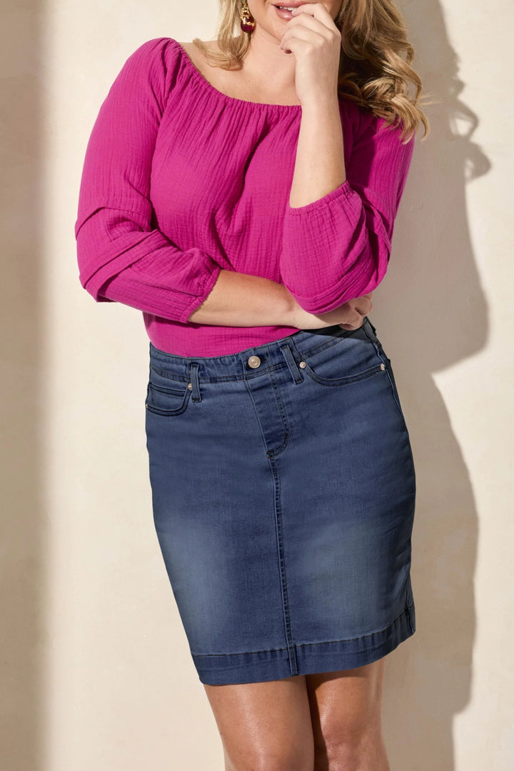 Tribal Pull-On Denim Skort