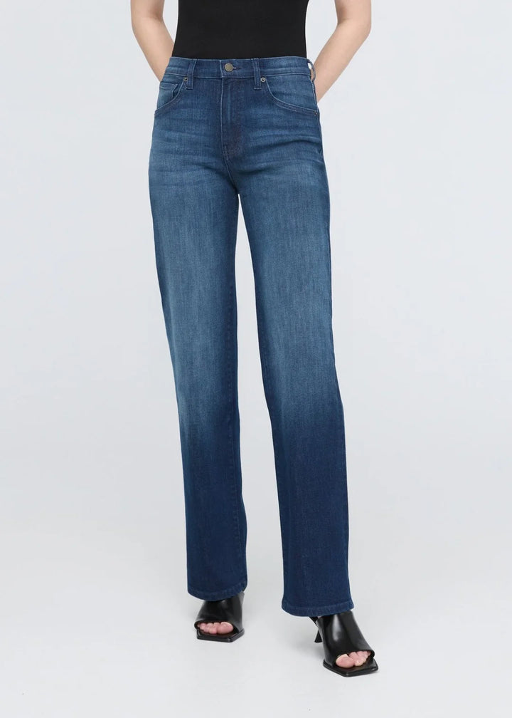 DU/ER Women's Performance Denim Luxe High Rise Slim Straight Jeans