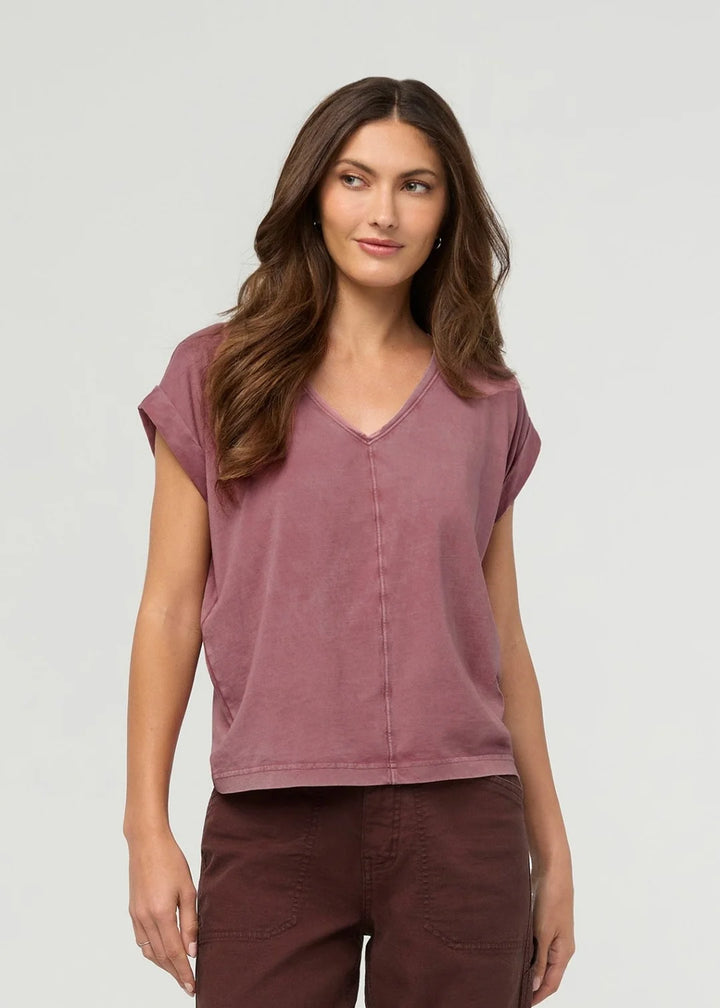 DU/ER Women's PurePima Dolman V-Neck T-Shirt