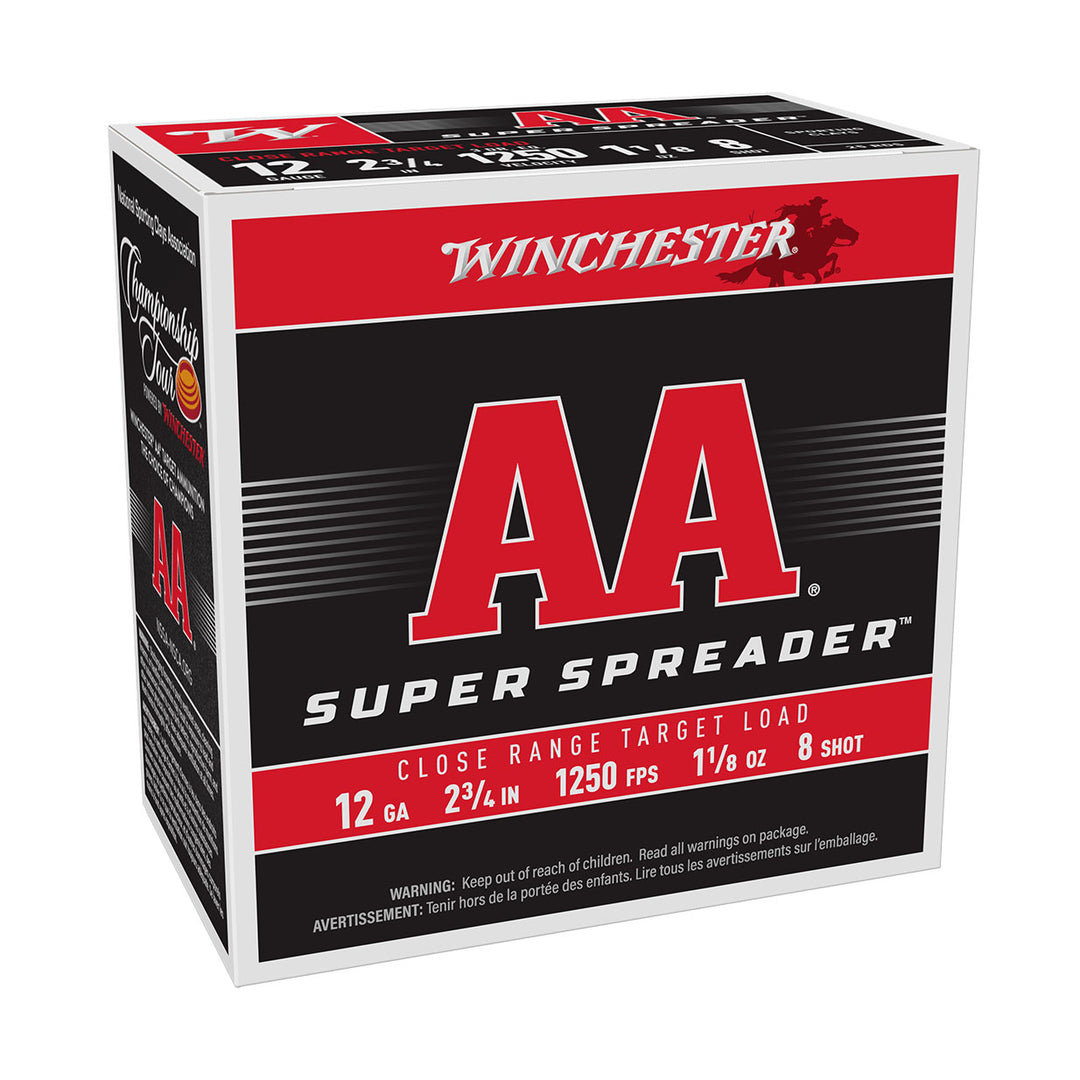 CASE - Winchester AA Super Spreader 12GAx2-3/4″ 1-1/8oz 1250FPS #8 - 250 Rounds