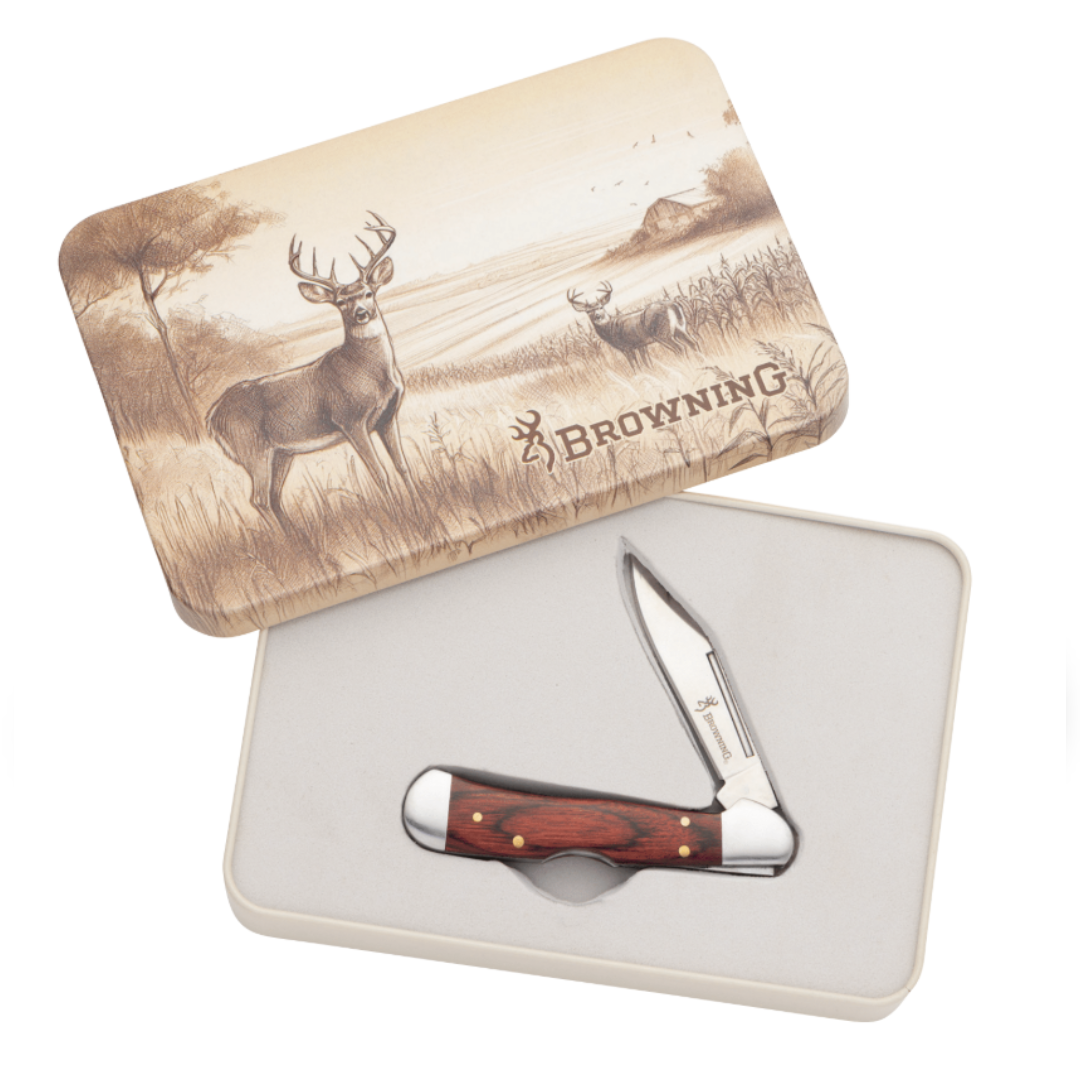 Browning 2026 Wood Copperlock Knife in Whitetail Deer Gift Tin