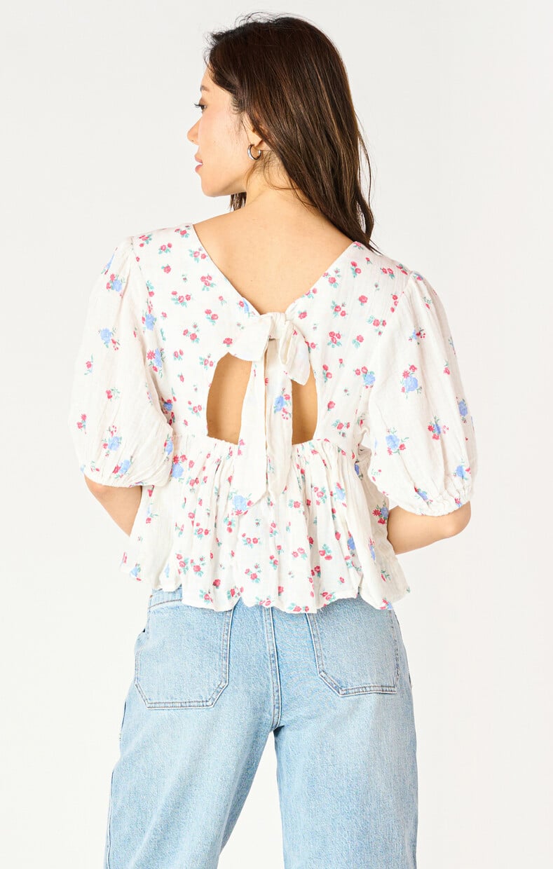 Dex SS Tie-Back Printed Top