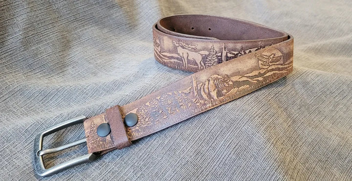 Europa Dezines' Wildlife Embossed Premium Leather Belt