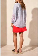 Tribal Raglan Embroidery Sleeve Blouse