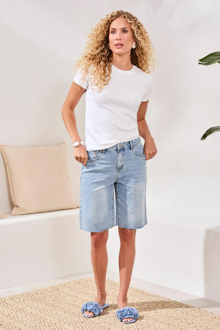 Tribal Brooke Hugging Wide Leg Denim Jorts