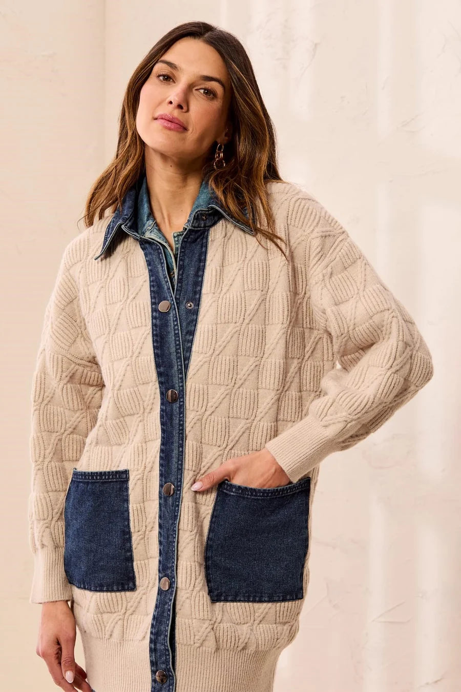 Tribal Mix Media Sweater Coatigan