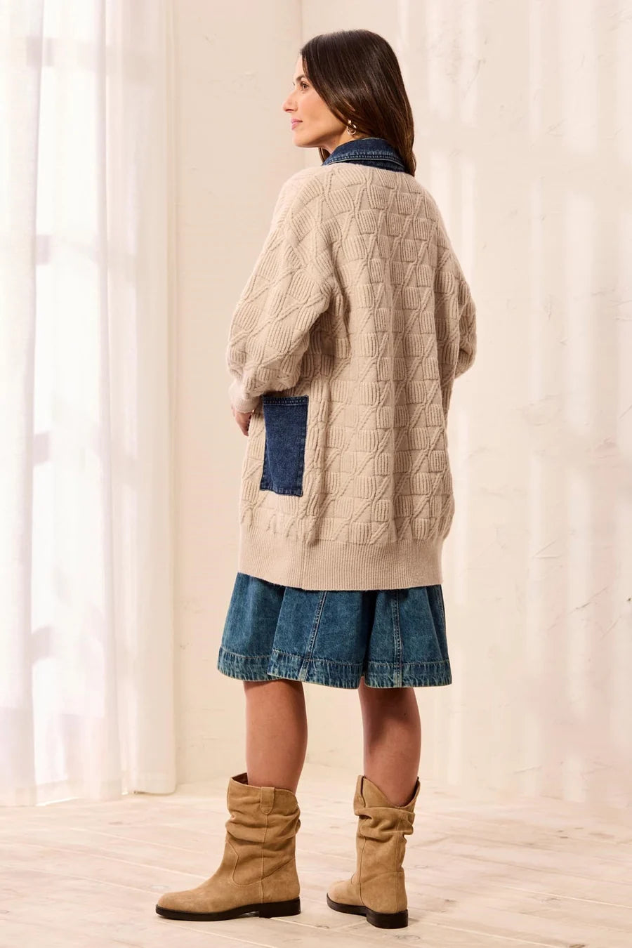 Tribal Mix Media Sweater Coatigan